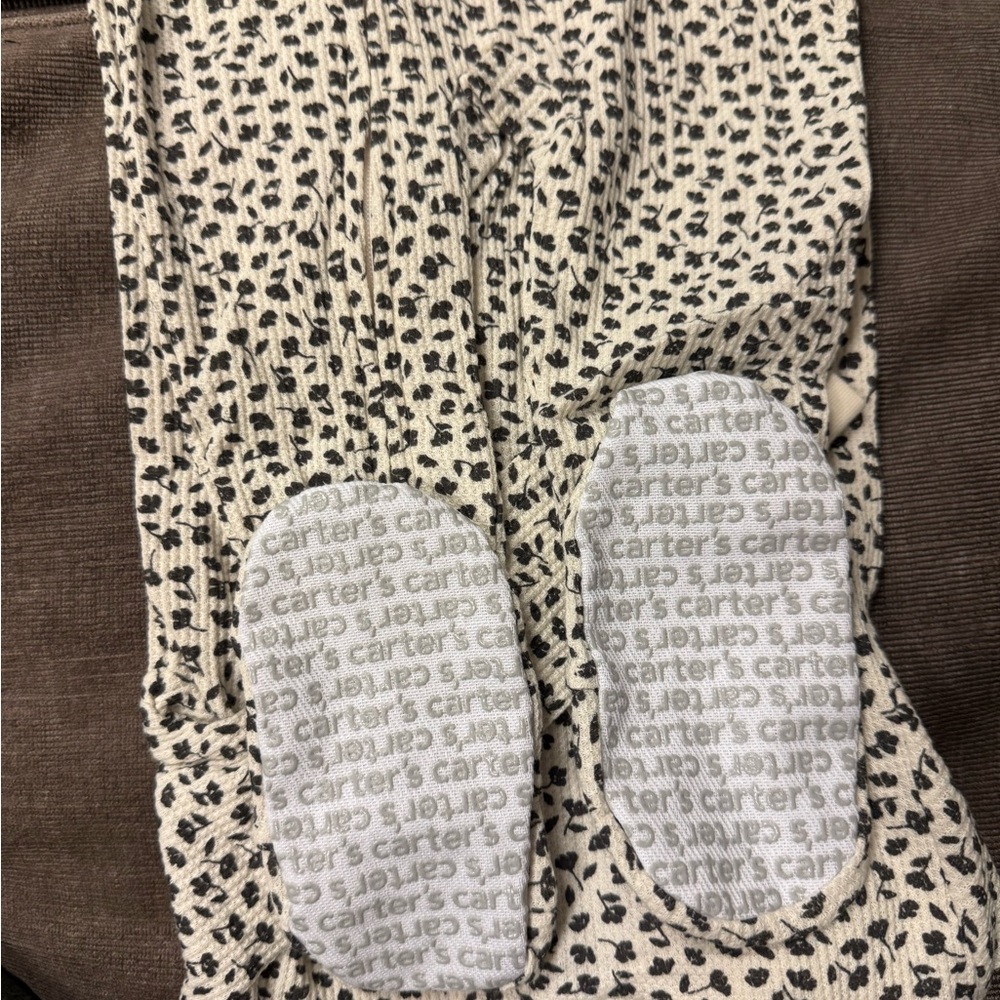 Carter's Cream and Black Baby Footed Pajamas